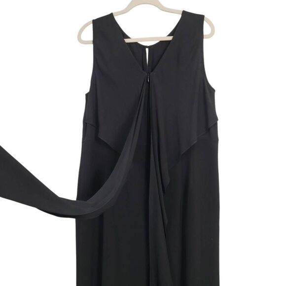 Lafayette 148 Black Wide‎ Leg Jumpsuit Sz 16 Sleeveless Draped Back Old Money - Picture 3 of 10